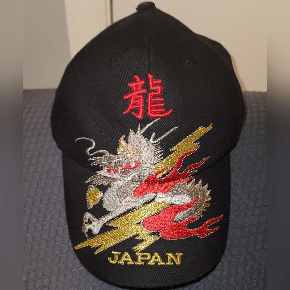 Juguemm Japan Dragon Embroidered Cap Hat Blue Red Gold 90’s Adjustable D-KT6456